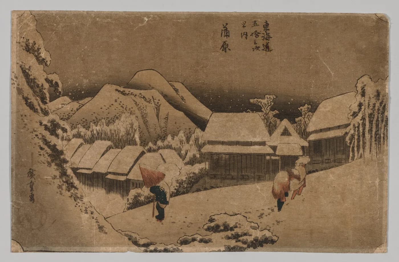 Kambara, neige du soir — Utagawa Hiroshige, vers 1833–1834